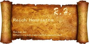 Reich Henrietta névjegykártya